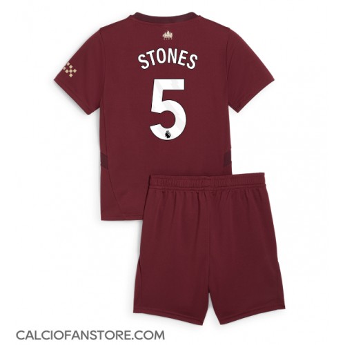 Maglia Calcio Manchester City John Stones #5 Terza Divisa Bambino 2024-25 Manica Corta (+ pantaloncini)